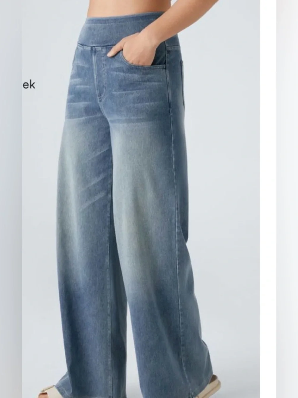 Waisted Pockets Baggy Wide Leg Washed Jeans size medium tall - Picture 1 of 4
